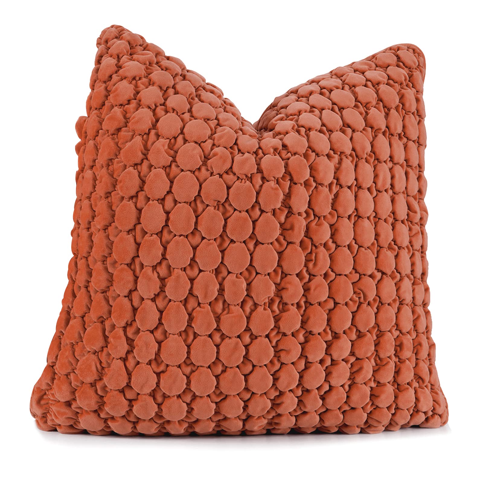 Cocoploceus 1 Piece Euro Sham Rust 24X24 Pillow Covers Decorative Farmhouse Pillow Covers Fall Square Cushion Covers Soft Bubble