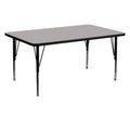 Flash Furniture 30''W x 60''L Rectangular Grey HP Laminate Activity Table - Height Adjustable Short Legs