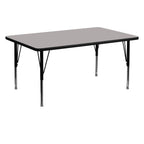 Flash Furniture 30''W x 60''L Rectangular Grey HP Laminate Activity Table - Height Adjustable Short Legs
