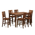 East West Furniture DUBU7H-MAH-W 7 Piece Counter Height Dining Set Consist of a Rectangle Kitchen Table and 6 Dining Room Chairs, 36x60 Inch, Mahogany
