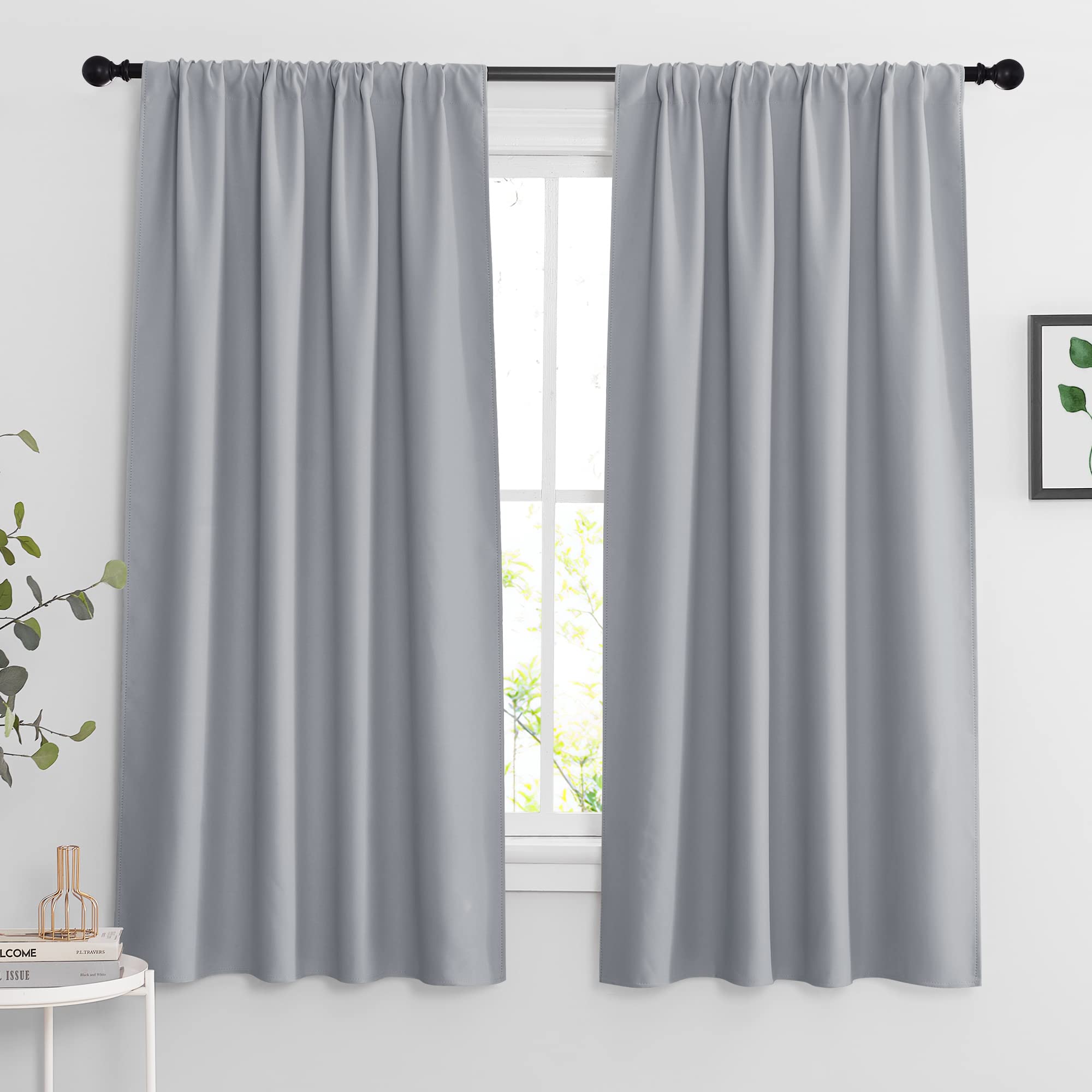 RYB HOME Blackout Curtains for Small Window, Thermal Insulated Kitchen Curtains and Drapes Rod Pocket Room Darkening Shades for 