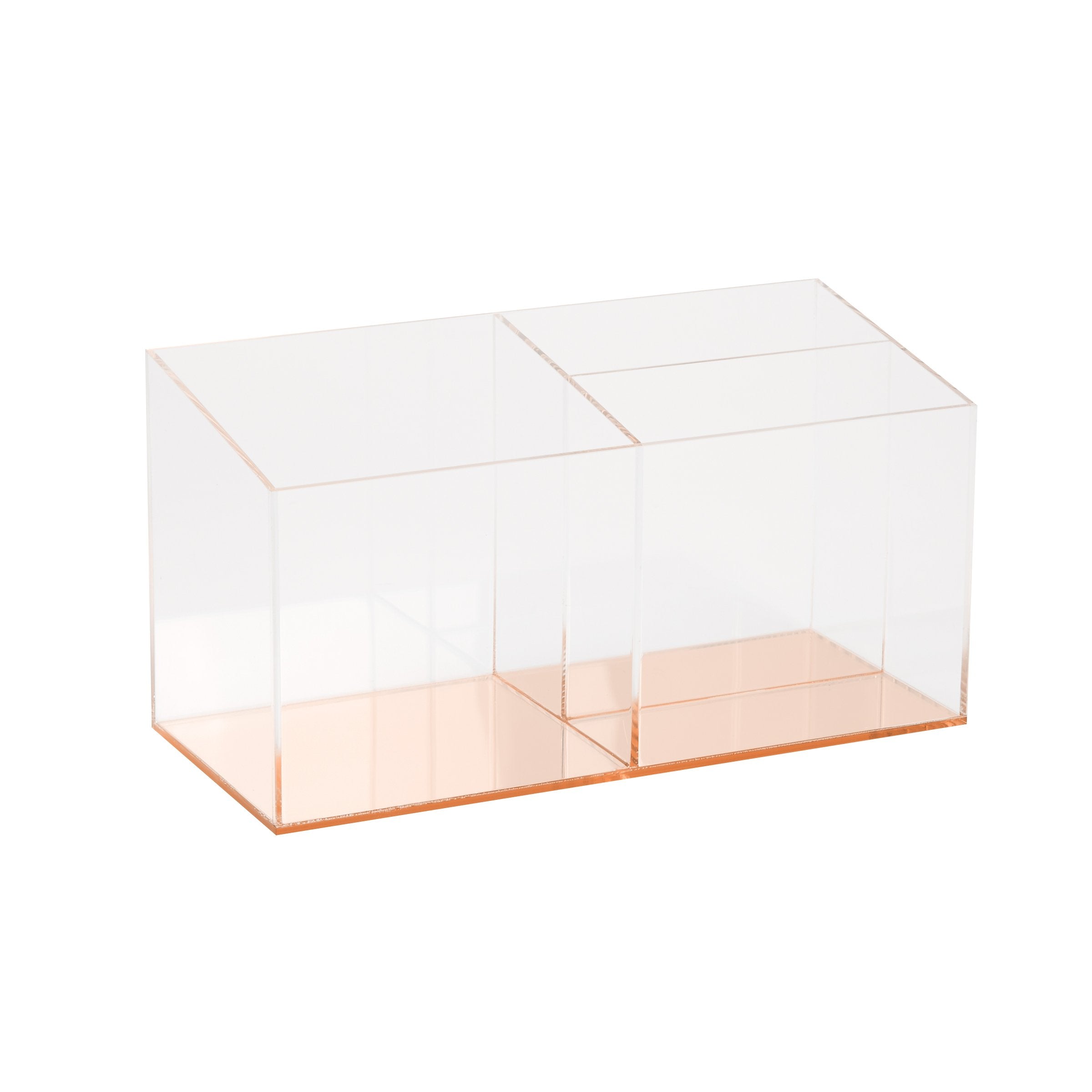 C.R. Gibson Acrylic Desktop Organizer, Mirror Panel, Measures 9' W X 4' H X 4' D - Rose Gold (Sc2-20084)
