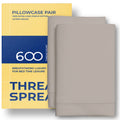 Thread Spread 100% Egyptian Cotton Pillow Cases - 600 Thread Count Pillow Cases Queen/Standard Size Set Of 2, Soft & Breathable