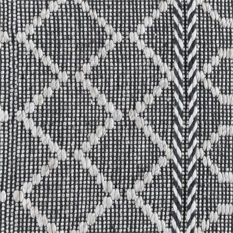 Kosas Home Sonora 24 X 36 Lattice Polyester Fabric Accent Rug In Gray/Ivory