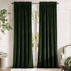 Lazzzy Green Velvet Curtain Thermal Insulated Curtains 120 Inch Long Drapes For Bedroom Living Room Darkening Window Treatments Rod Pocket, Set Of 2, Moss Green