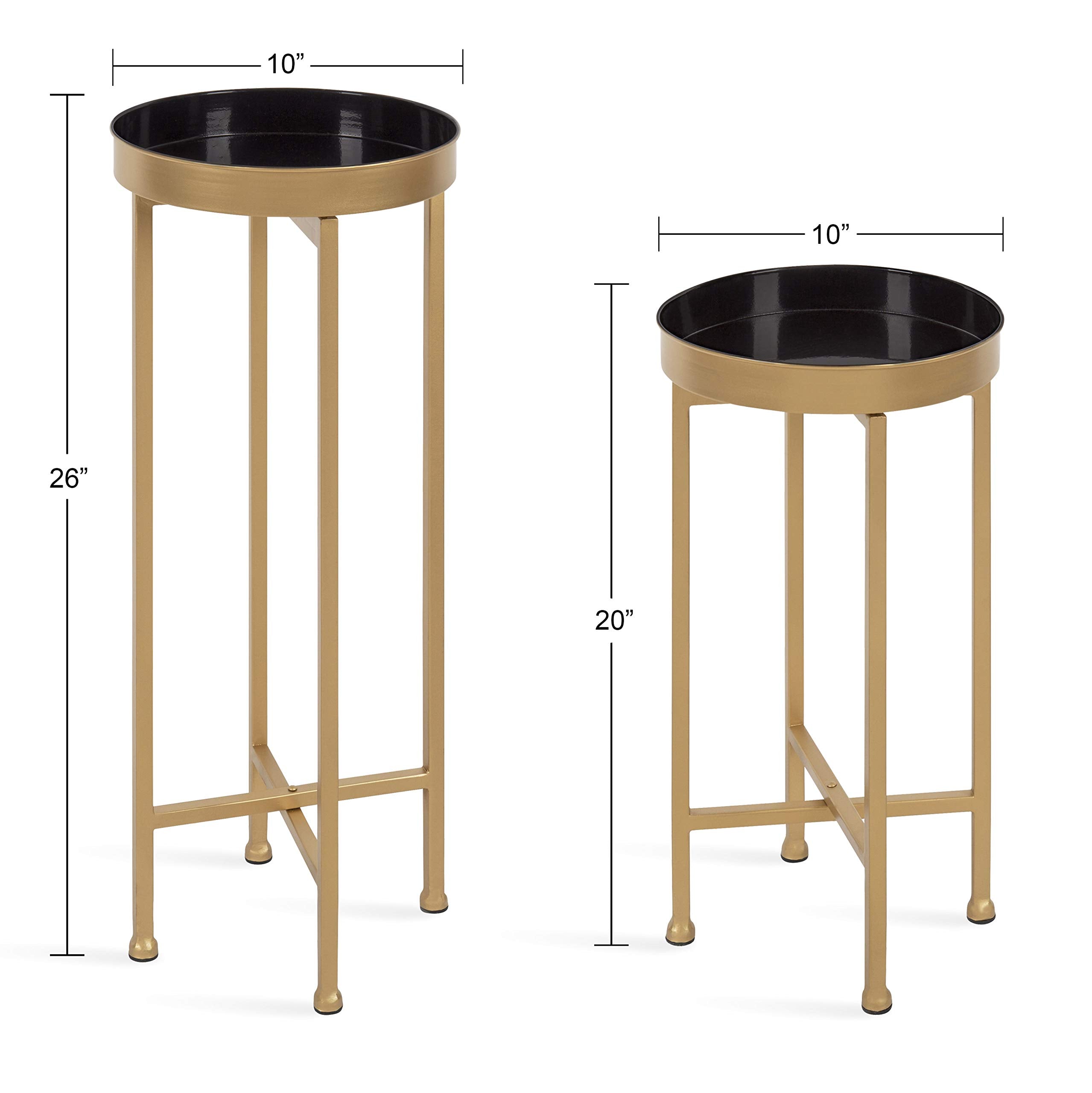 Kate And Laurel Celia Side Tables, Set Of 2, Gold And Black, Decorative Modern Glam End Table