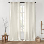 Miulee Natural Linen Curtains 102 Inches Long 2 Panels, Back Tab Pleat Tape With Hooks Soft Thick Linen Textured Window Drapes For Bedroom Living Room Semi Sheer Light Filtering Farmhouse Cream Ivory