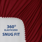Cathay Home Essentials Ultra Soft Hypoallergenic Wrinkle Resistant Double Brushed Microfiber Bedding Sheet Set, Burgundy, Full