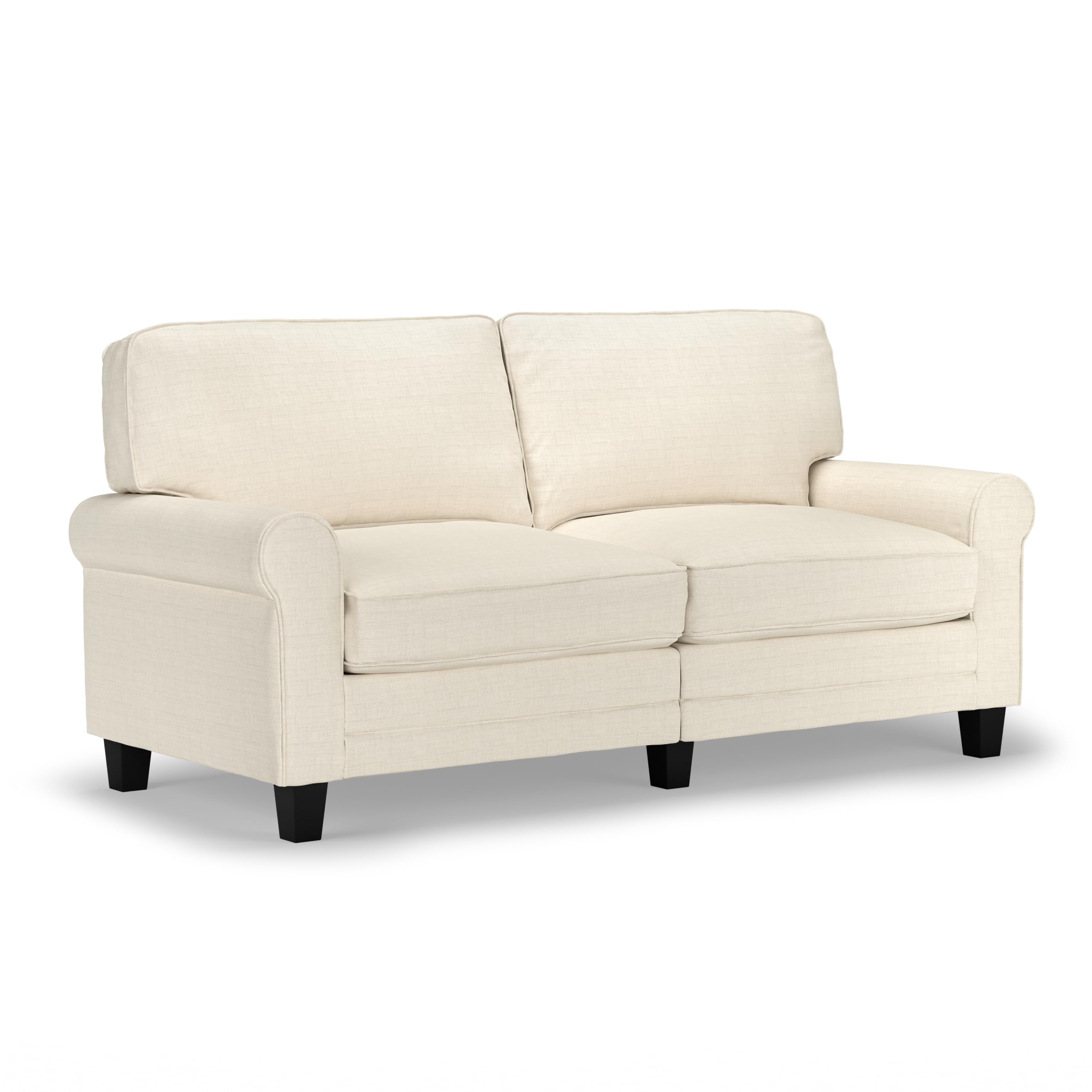 Serta Copenhagen 73 Rolled Arm Sofa, Easy Care Polyester, Soft Pillow Back, Pocket Coil Seat Cushions, Removable Covers, Lovesea