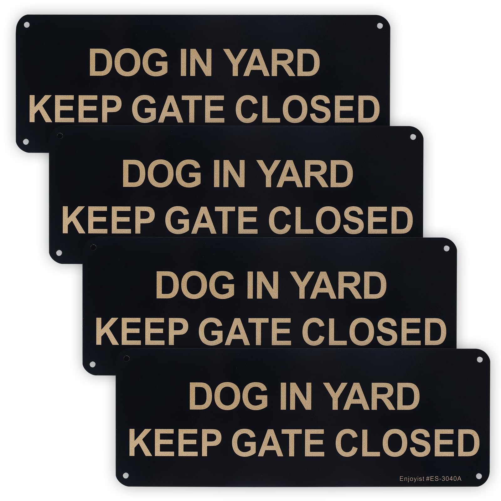 4-Pack Dog In Yard Keep Gate Closed Sign, 10'X 3.5' .040 Rust Free Aluminum - Reflective, Uv Protected And Weatherproof