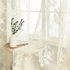 Ivory Lace Curtains 54 Inch Length 2 Panels Victorian Floral Sheer Curtains For Kids Nursery Room Cafe Kitchen Rod Pocket Light