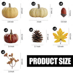 Artgar Pumpkin Decor Set, 23 Pcs Fall Harvest Decorations Including Mini Pumpkins, Acorns, Pinecones, Berries, Maple Leaves For