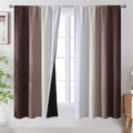Estelar Textiler Brown And Greyish White Ombre Blackout Curtains 63 Inch Length 2 Panels, Full Room Darkening Rod Pocket Curtain
