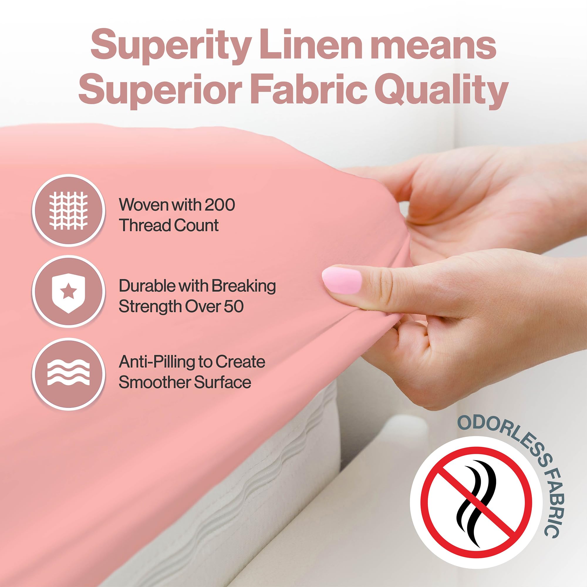 Superity Linen Short Queen Fitted Sheet Made From Cotton. Moisture Wicking Cotton Bed Sheet For Breathable, Dry, And Comfortable