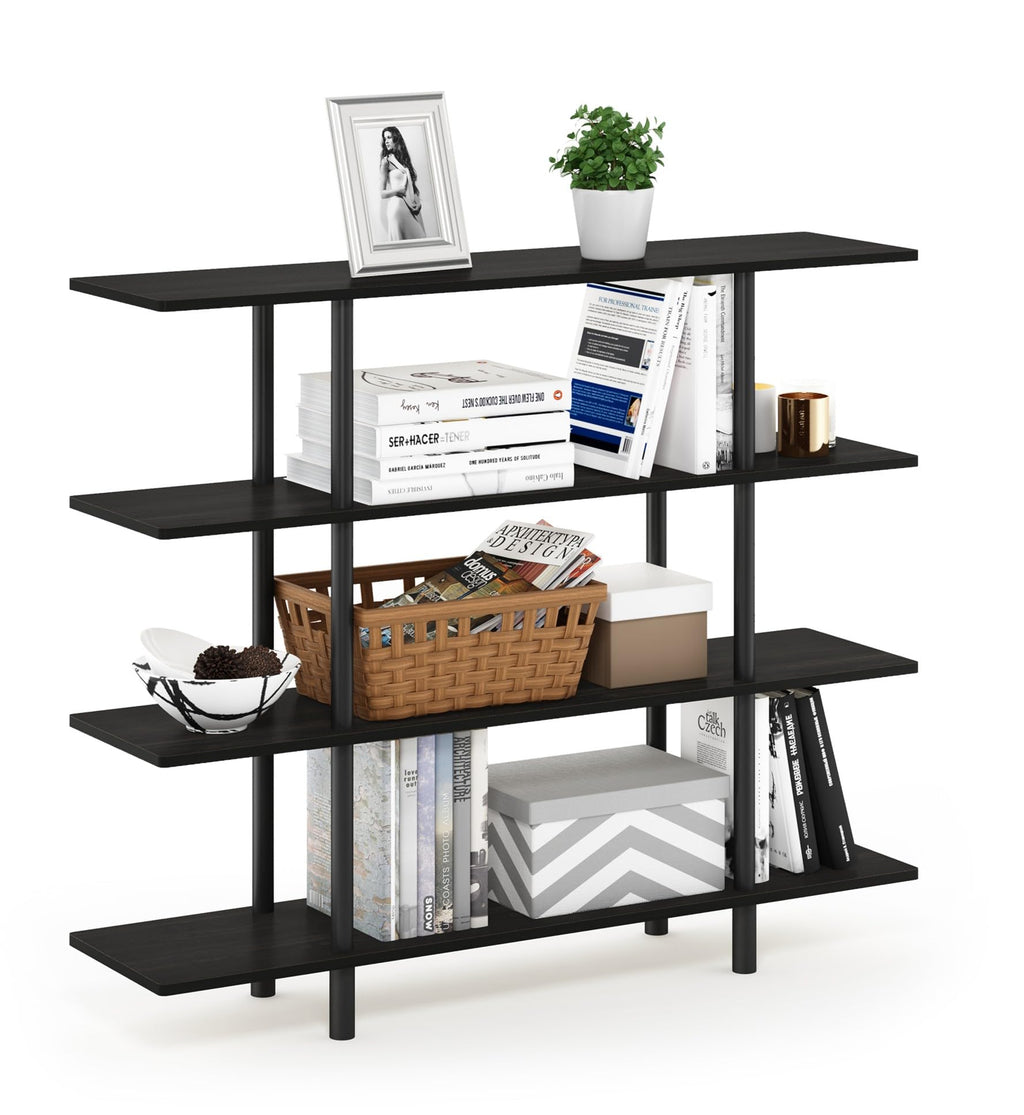 Furinno Turn-N-Tube 4-Tier Wide Display Shelf, Espresso/Black