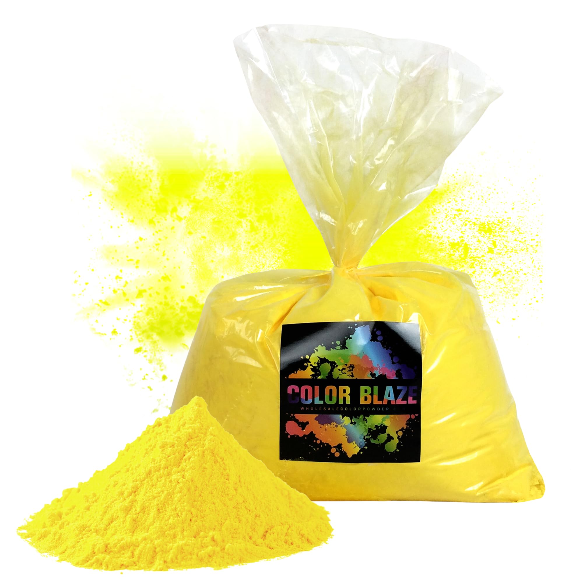 Color Blaze Holi Colored Powder - 5 lbs of Yellow Powdered Color - for Fun Runs, Color Toss, Rangoli, Powder War, Backyard Party
