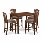 East West Furniture YACH5-MAH-C 5 Piece Counter Height Dining Set Includes a Rectangle Dinette Table and 4 Linen Fabric Kitchen Dining Chairs, 30x48 Inch, Mahogany