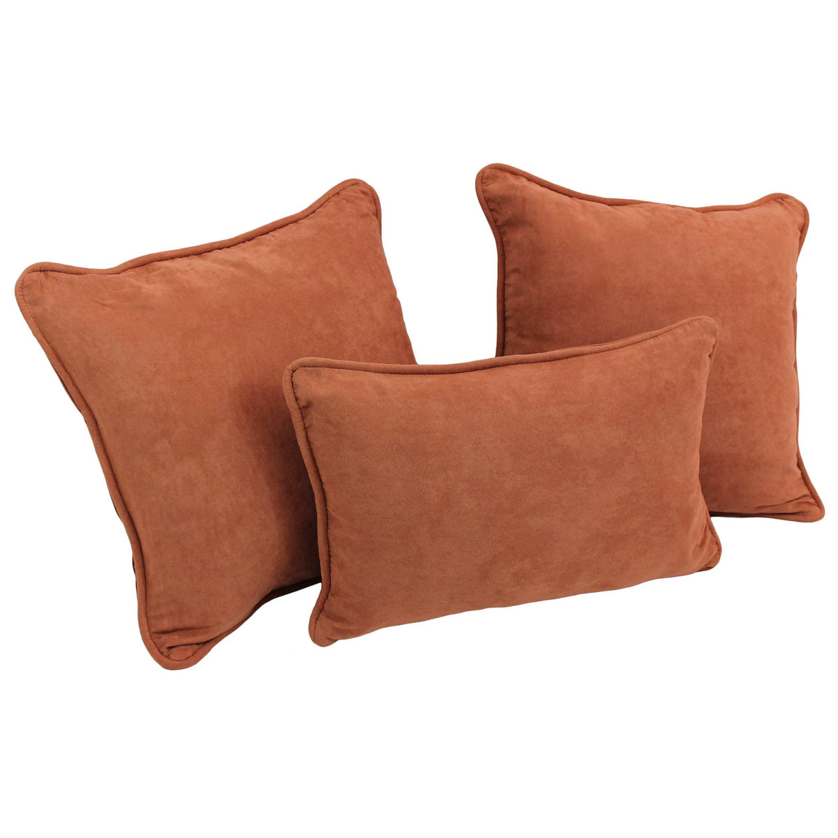 Blazing Needles Corded Microsuede Throw Pillow Set, Spice 3 Count