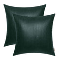 BRAWARM Dark Green Leather Throw Pillows 22 X 22 Inches, Snake Leather Pillow Covers Pack of 2, Faux Leather Decorative Pillow C