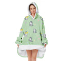 Zando Cat Hoodie Green Oversized Wearable Blanket For Women Men - Warm Cozy Hooded Sherpa With Pocket - Thick Fleece Sweater Gif