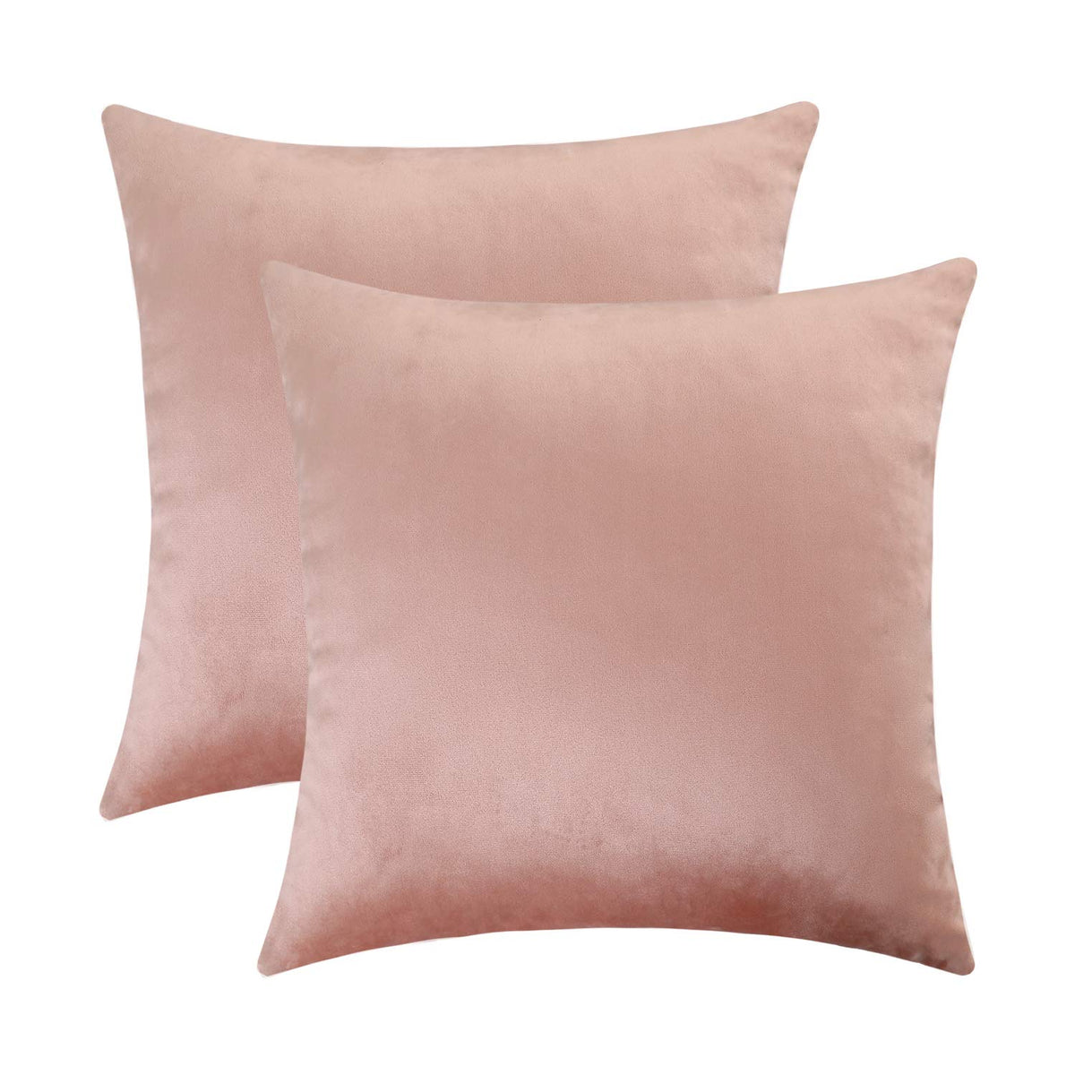 Jeneoo Set Of 2 Comfy Soft Velvet Throw Pillow Covers For Sofa Couch Invisible Zipper Decorative Solid Square Cushion Cases For