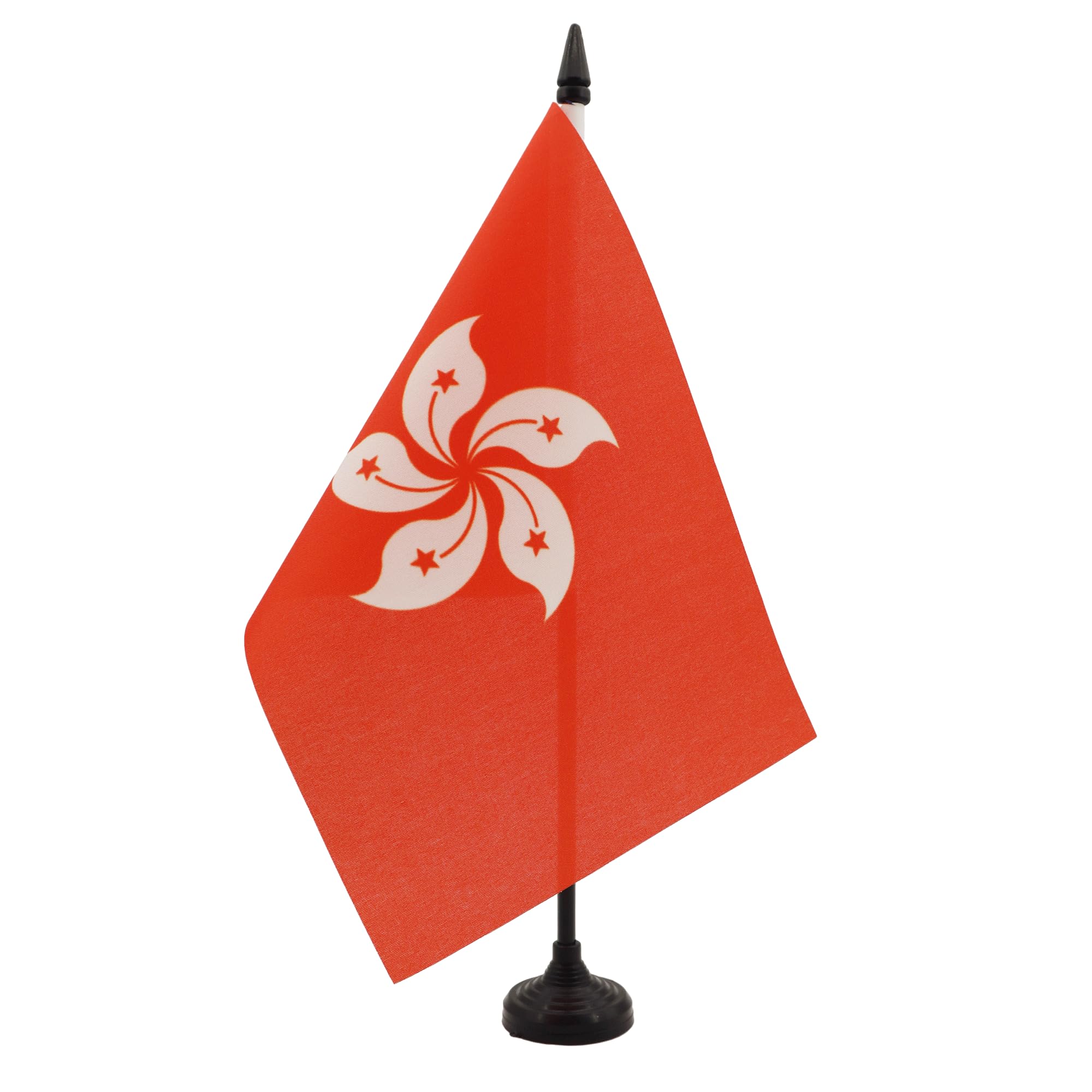 Hong Kong Table Flag 5' X 8' - Hong Konger Desk Flag 21 X 14 Cm - Black Plastic Stick And Base - Az Flag