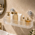 Jivinex Bathroom Suction Shelves for Wall, Storage Rack with Suction Cup, Suction Bathroom Organiser with Transparent Suction Ba