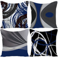 Ezving Set Of 4 Throw Pillow Covers Modern Abstract Dark Blue Stripes Gray Black White Acrylic Bold Grey Decorative Pillow Cases