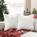 Lewondr Christmas Throw Pillow Cover, 2 Pack Snowflake Embroidery Decorative Throw Pillow Case Linen Sofa Cushion Cover For Part