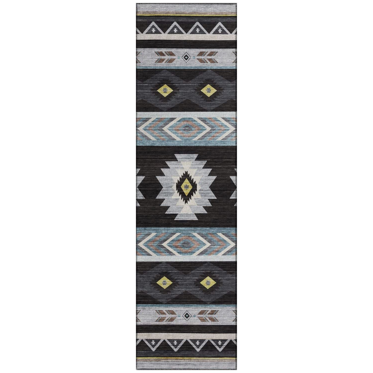 Phoenix Ph3 Black Southwestern Rug Runner 2' 3" X 7 ' 6"