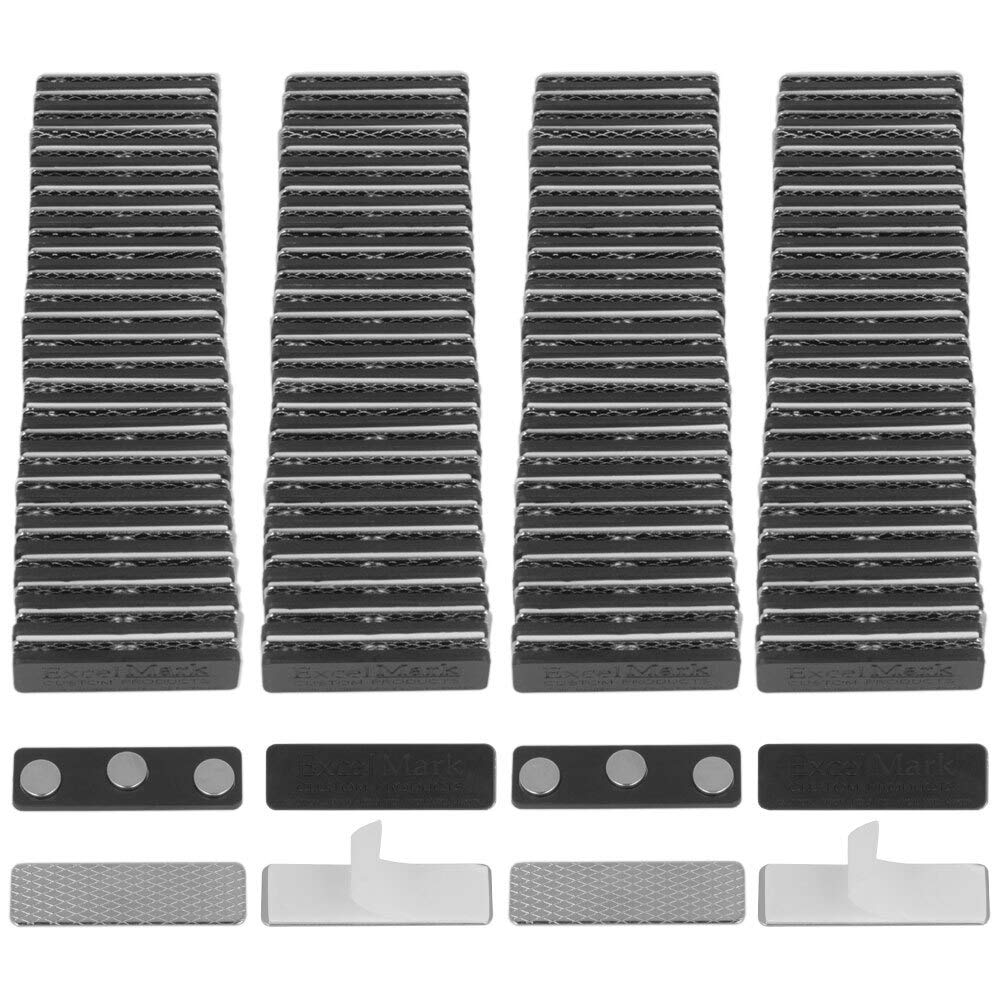 Excelmark 100 Name Badge Magnets - Magnetic Name Tag Holders With 3 Magnets