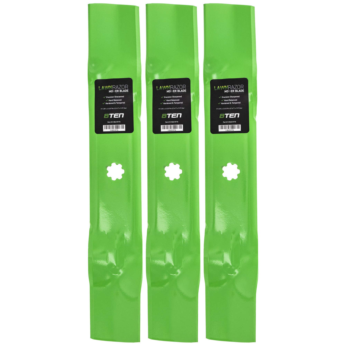 8Ten Lawnrazor Mower Blade Set For John Deere La140 La145 La155 La165 D140 D150 D160 48 Inch Cut Deck Gy20852 (High-Lift)