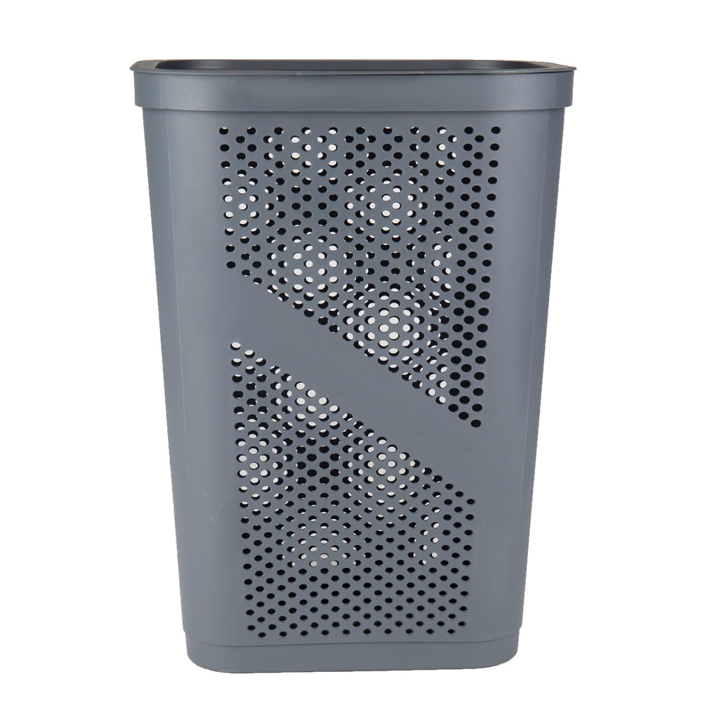 Mind Reader 60L Slim Laundry Hamper, Clothes Basket, Lid, Ventilated, Plastic, 17.25''L X 13.75''W X 23.5''H, Set Of 2, Gray