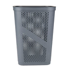 Mind Reader 60L Slim Laundry Hamper, Clothes Basket, Lid, Ventilated, Plastic, 17.25''L X 13.75''W X 23.5''H, Set Of 2, Gray