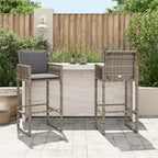 vidaXL Patio Bar Stools - Gray Poly Rattan Outdoor Garden Furniture, Set of 2-20.5" W x 22.8" D x 46.5" H - PE Rattan & Steel Frame, Weather-Resistant, UV-Resistant, Comfortable Armrest & ...