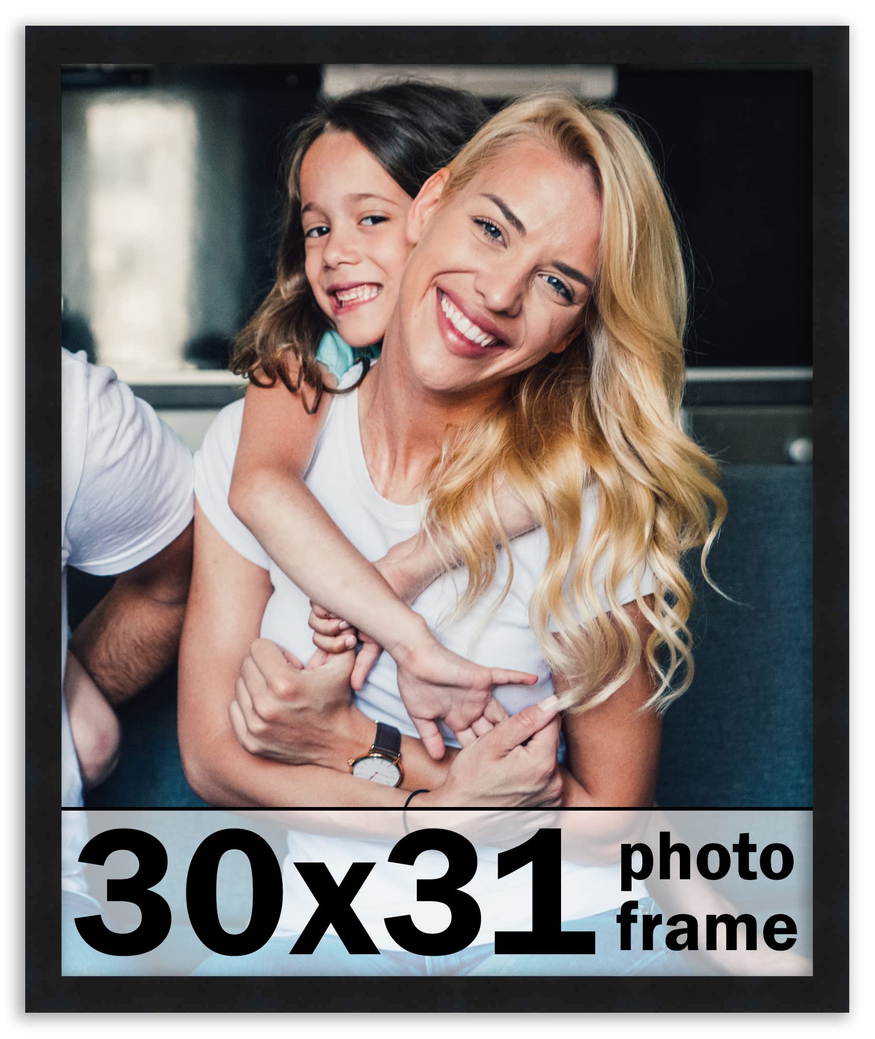 CountryArtHouse 30x31 Frame Black Solid Pine Wood Picture Frame Includes UV Acrylic Plexiglass, Acid Free Foam Backing Board and