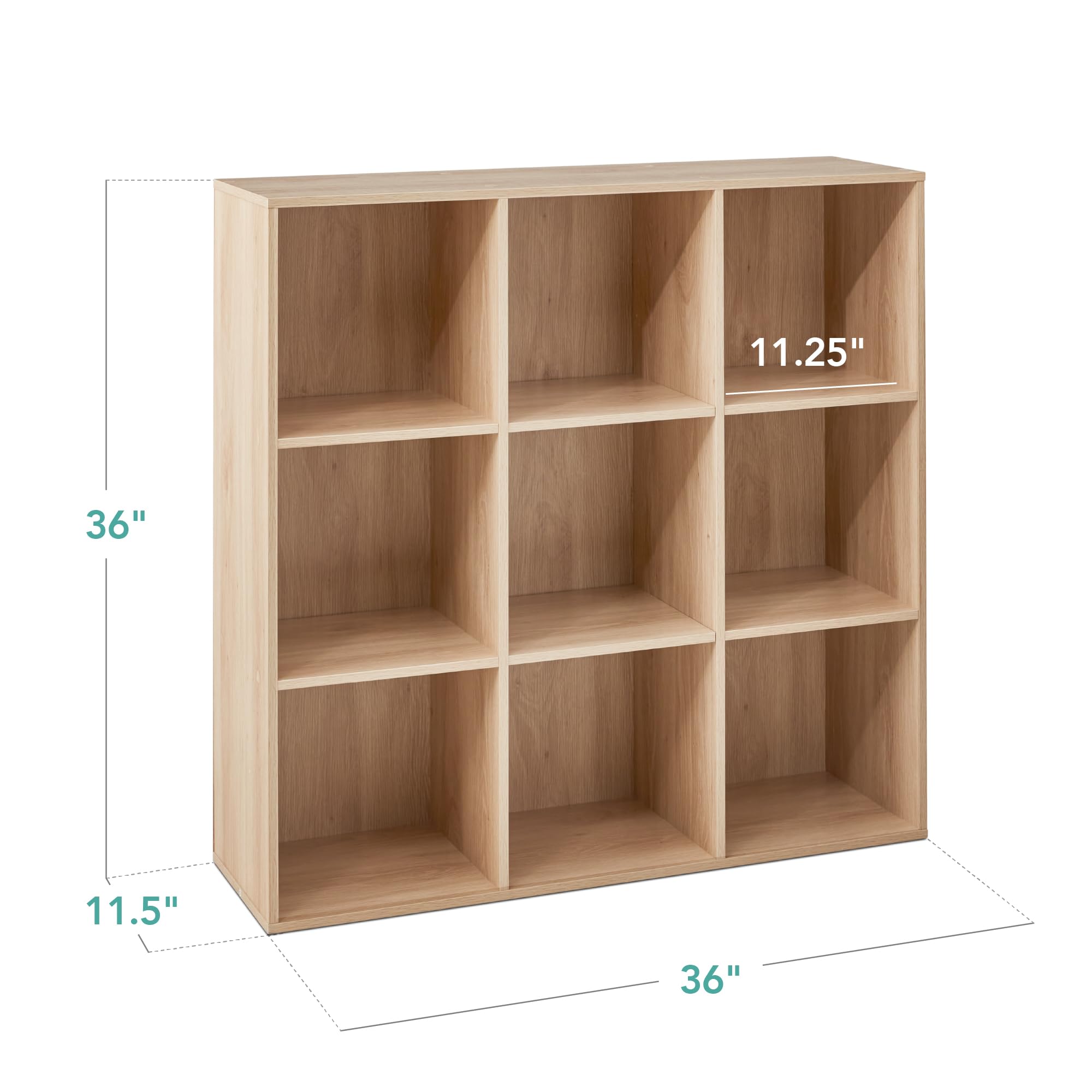 Best Choice Products 9-Cube Storage Organizer, 11In Shelf Opening, Bookcase, Display Shelf, Customizable W/ 3 Removable Back Panels - Light Oak