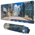 Desk Mat, Anime Summer Street Scenery Extended Gaming Mouse Pad Large, 35.4'X15.7' Big Mouse Pad With Non-Slip Base And Stitch