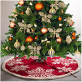 Glitzhome 48 Knitted Red Christmas Tree Skirt with Snowflake Pattern for Xmas Winter Holiday Party Decoration(White Snowflake)