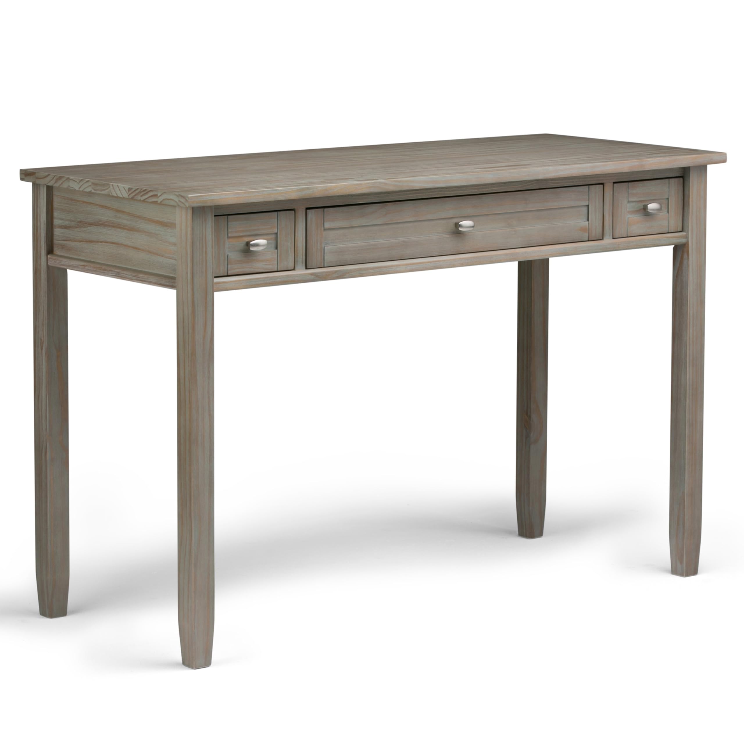 SIMPLIHOME Warm Shaker Desk - 48-Inch Wide Solid Wood Writing Desk in Distressed Grey, Transitional Home Office Computer Table f