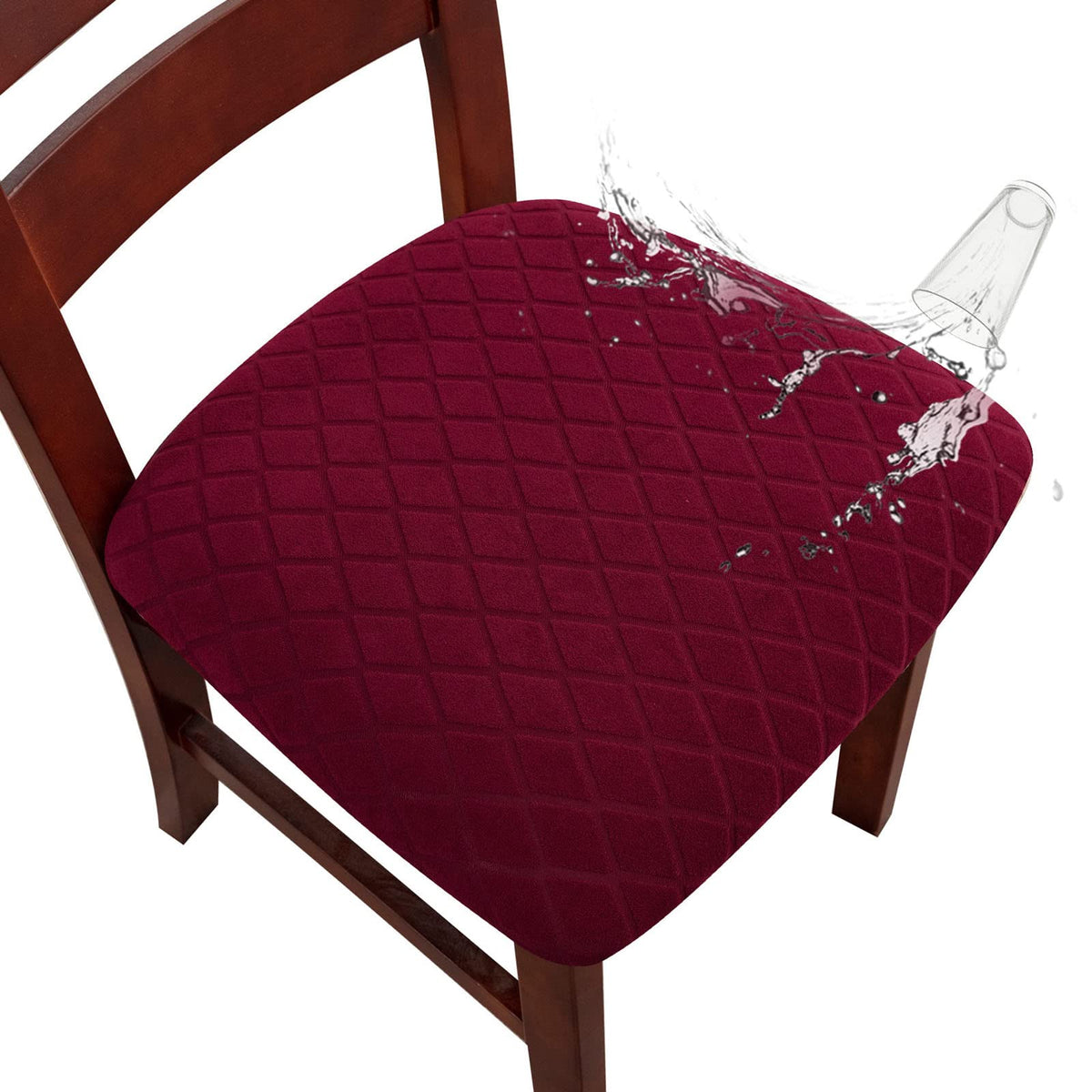 Genina Waterproof Seat Covers for Dining Room Chairs, Stretch Chair Covers Removable Washable Dinning Room Kitchen Chair Seat Cu
