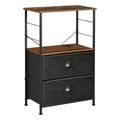 SONGMICS Nightstand, Industrial Bedside Table with 2 Fabric Drawers, Storage Shelves, Vertical Dresser Storage Tower with Wooden