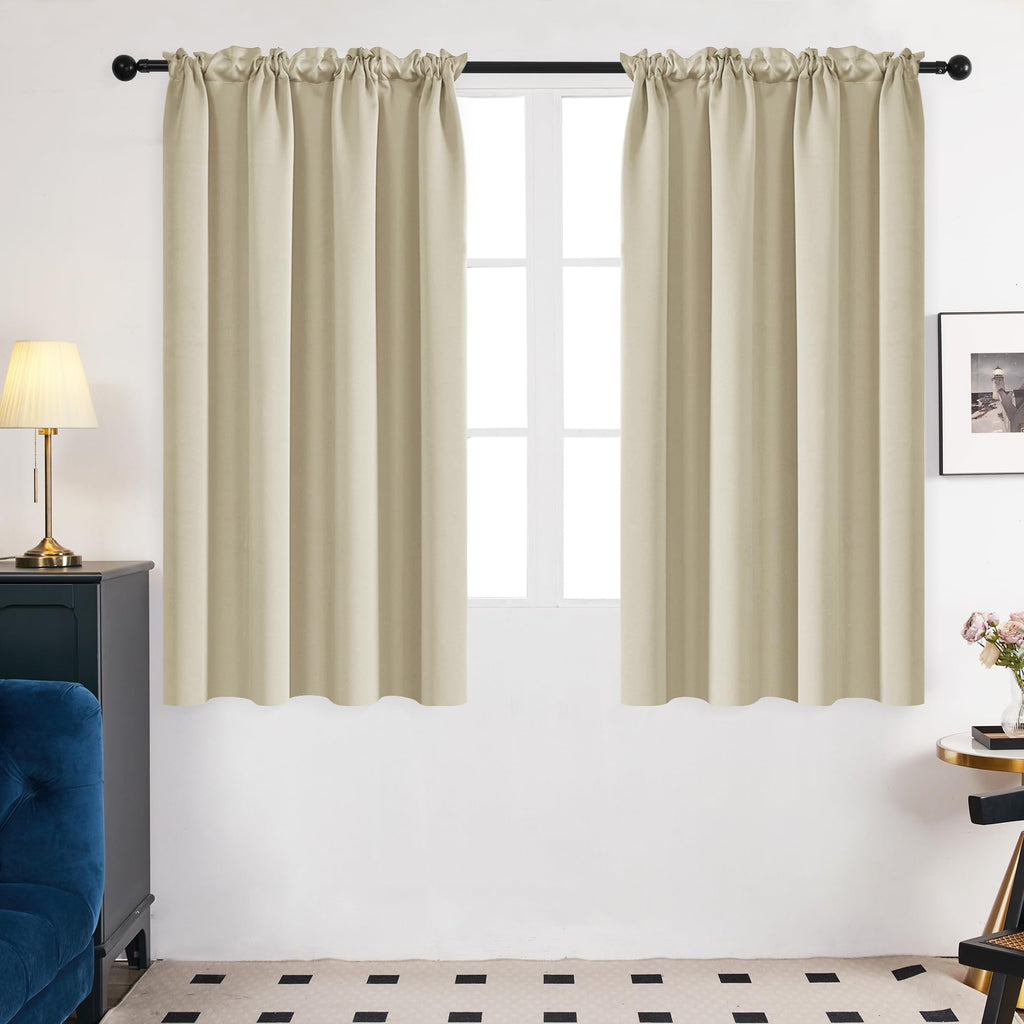 Deconovo Blackout Curtains For Bedroom–Thermal Insulated, Noise-Reducing, Energy-Efficient Drapes For Privacy & Soundproofing–Ideal For Parents, Seniors–42W X 54L Inch, Dark Beige, 2 Panels
