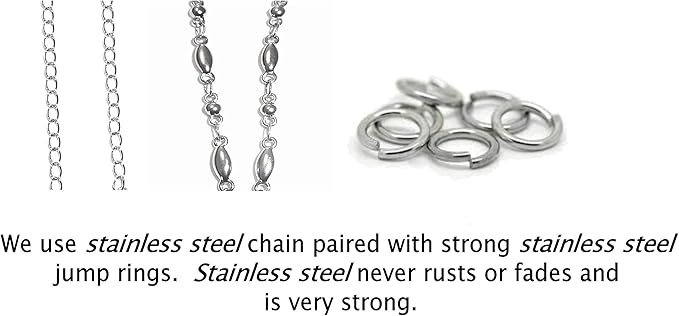 Womens' S Stainless Steel Beaded Chain Lanyard, 34' Made In Usa, Id Badge Card Holder Teacher Nurse Cruise Phone Keys