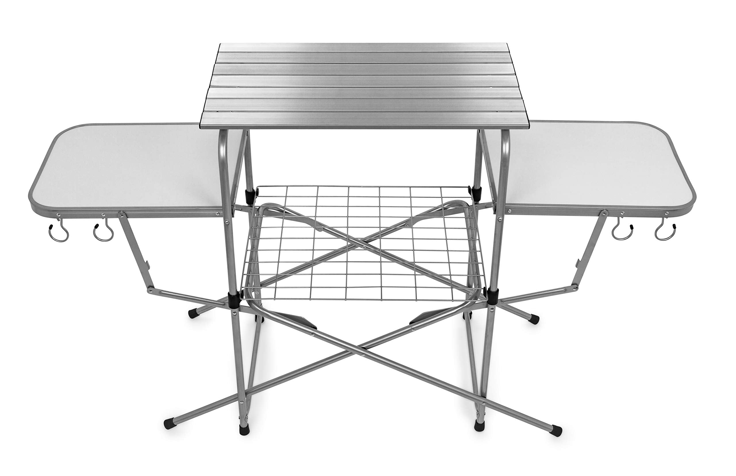Camco Olympian Deluxe Portable Grill Table | Provides Plenty Of Room For Grilling Gear | Ideal For Picnics, Camping, Boating, Ta