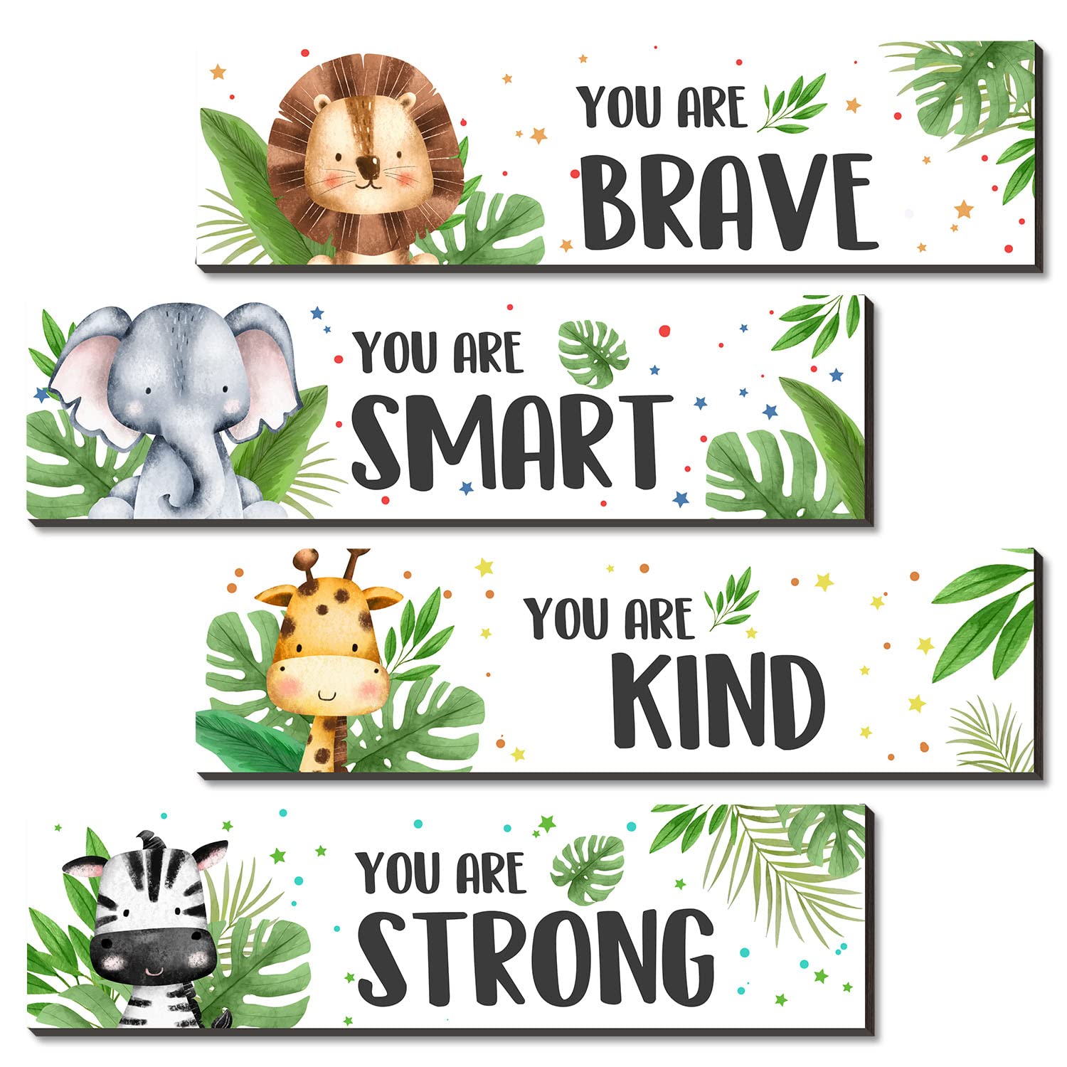UBLURO 4 Pieces Jungle Animals Wall Art Decors - Motivational Wall Art