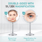 Miyadiva Magnifying Mirror 20X, Double Sided 1X & 20X Magnifying Mirror On Stand, Large Tabletop Magnified Vanity Mirror, Magnif