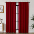 Lecloud Bessie Red Christmas Curtains 84 Inches Long 2 Panels, Privacy Faux Linen Breathable Light Filtering Curtain, Rustic Dua
