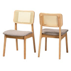 Baxton Studio Dannon Mid-Century Fabric Dining Chair, Grey/Natural Oak/Light Brown, 2/Set (234-2P-13292-HT)