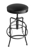 910 Industrial-Adjustable Stool With Clear Coat Finish And Black Vinyl Seat